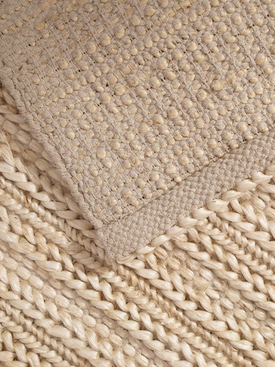 Ivory Contemporary Hand Knotted Sumak Jute Rug