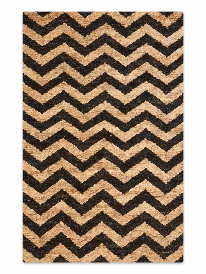 Contemporary Chevron Pattern Hand Knotted Sumak Jute Rug