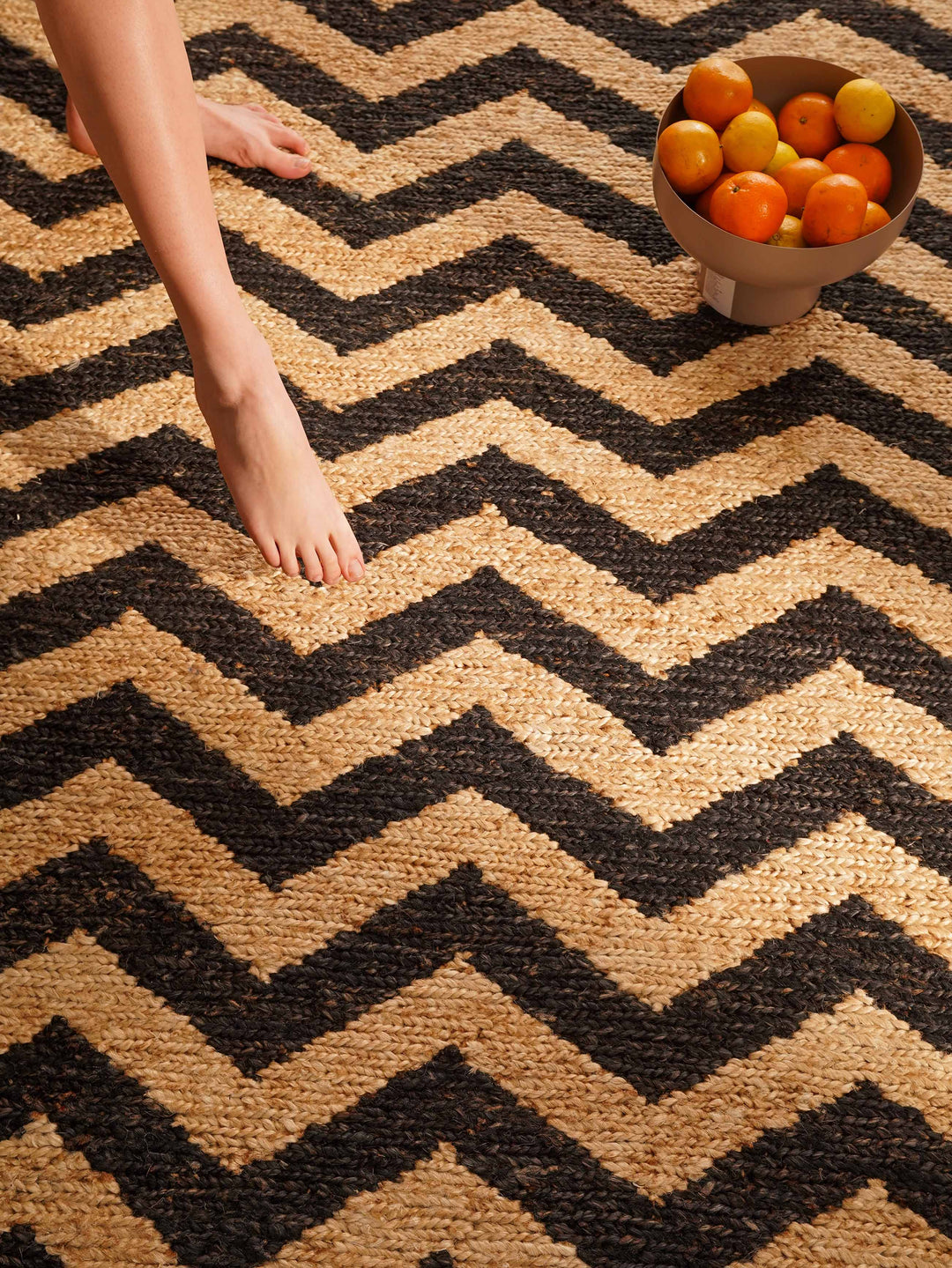 Contemporary Chevron Pattern Hand Knotted Sumak Jute Rug