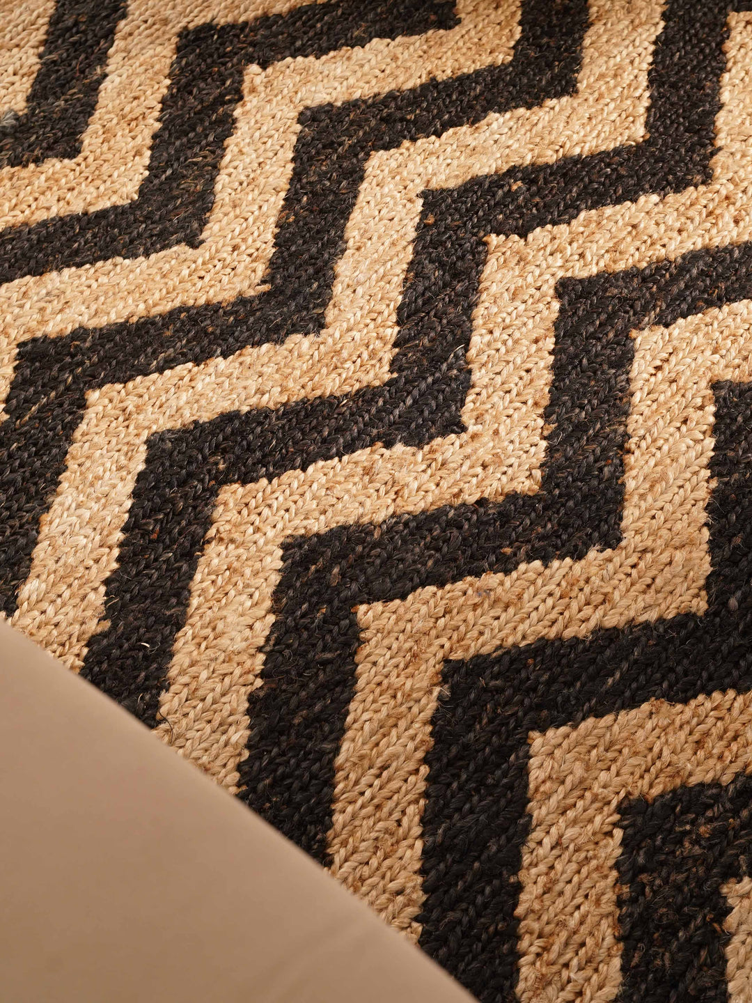 Contemporary Chevron Pattern Hand Knotted Sumak Jute Rug