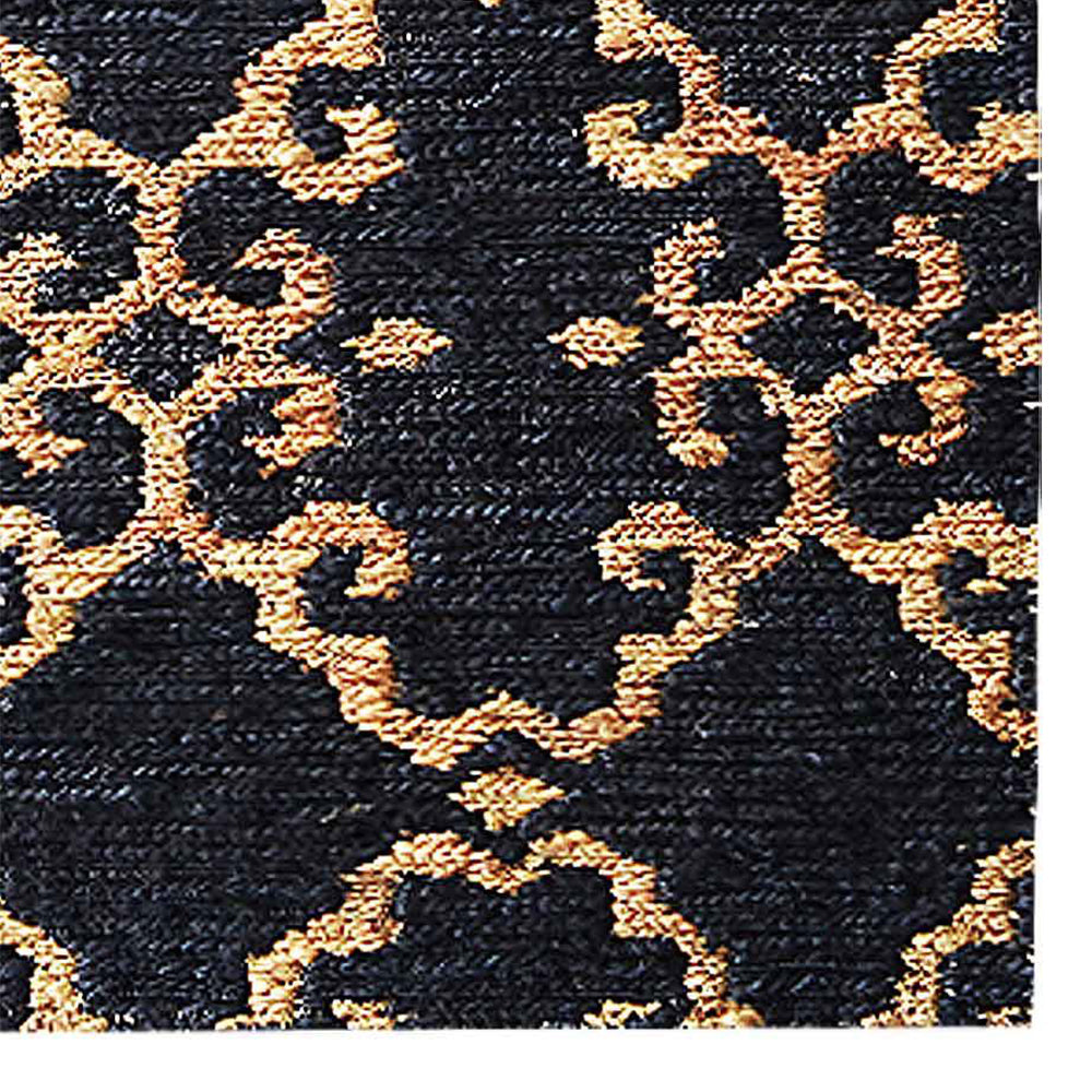 Charcoal & Beige Contemporary Hand Knotted Sumak Jute Rug