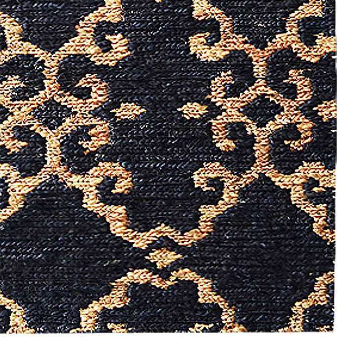 Charcoal & Beige Contemporary Hand Knotted Sumak Jute Rug
