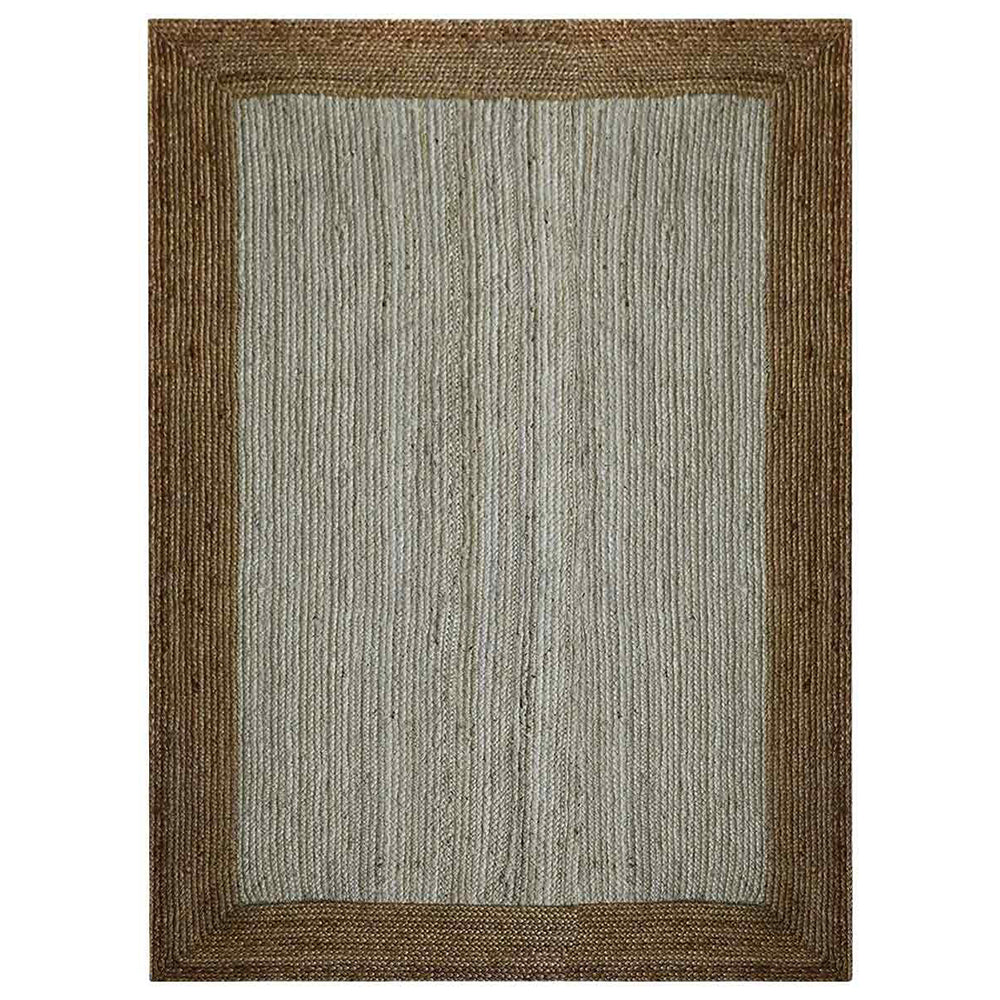 Contemporary Hand Woven Jute Rug with Border Design