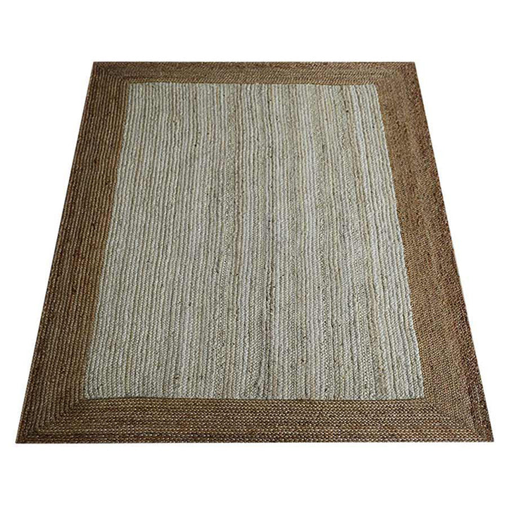 Contemporary Hand Woven Jute Rug with Border Design