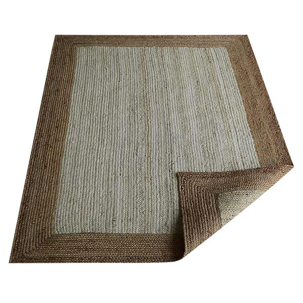 Contemporary Hand Woven Jute Rug with Border Design