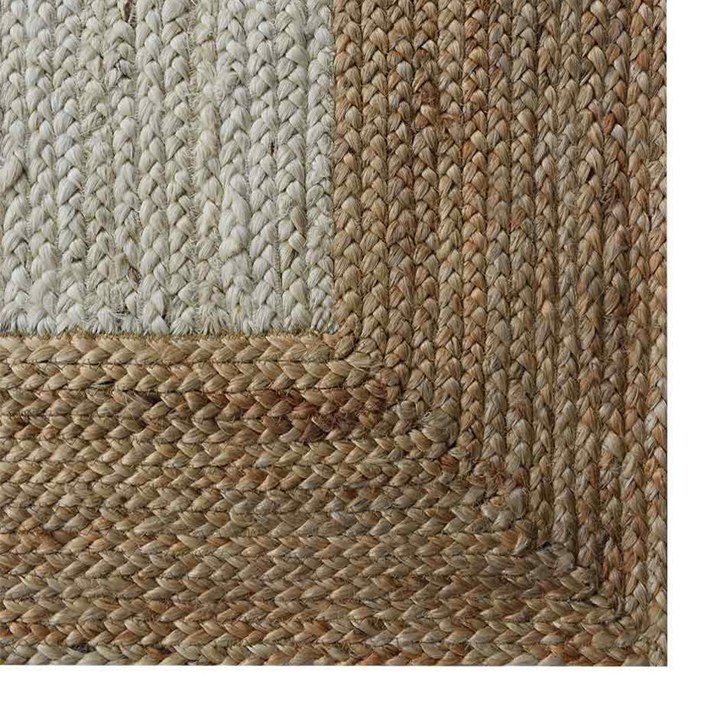 Contemporary Hand Woven Jute Rug with Border Design