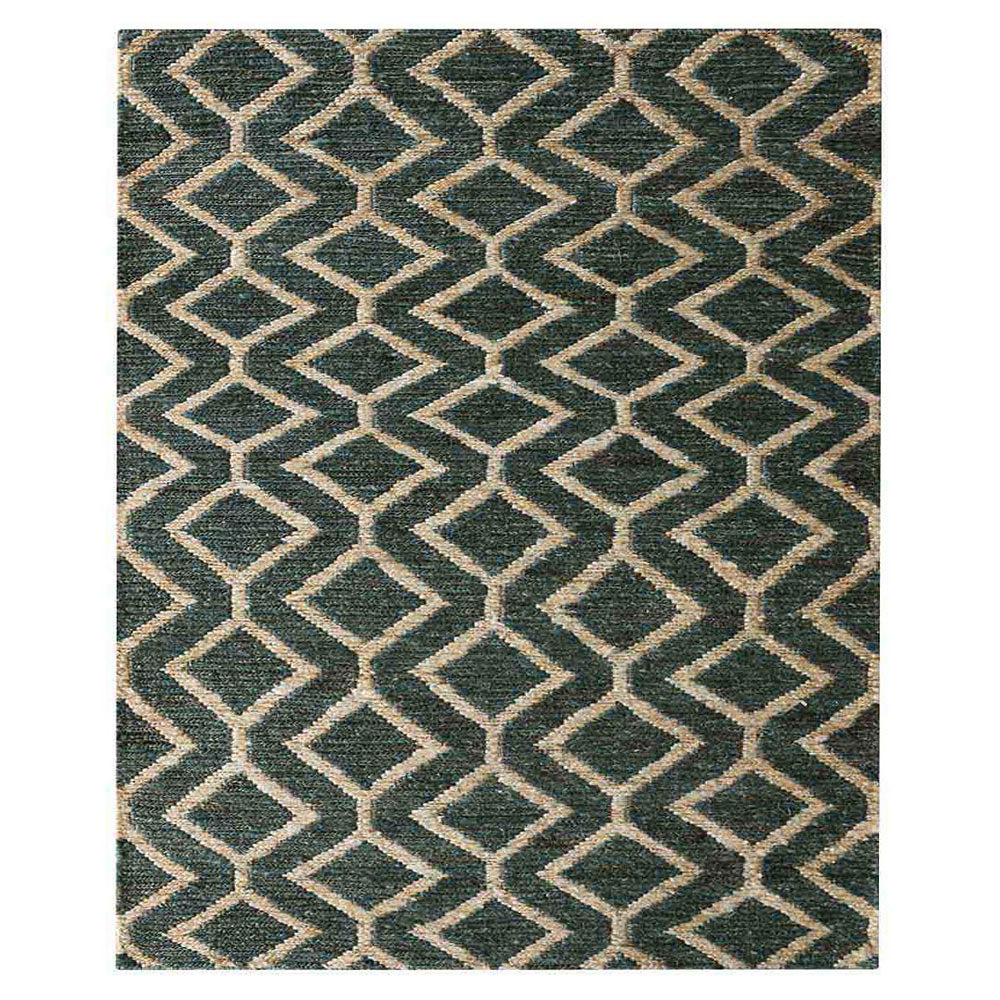 Geometric Hand Knotted Sumak Jute Rug