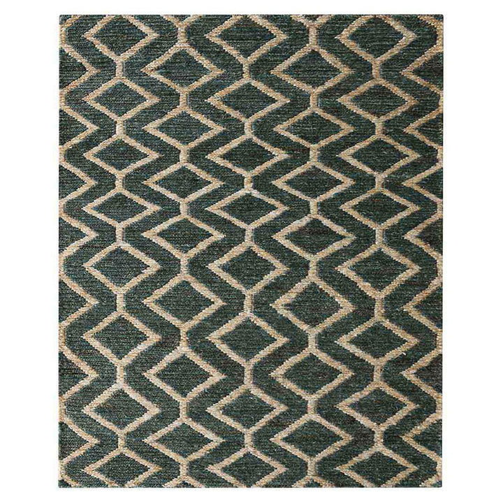 Geometric Hand Knotted Sumak Jute Rug