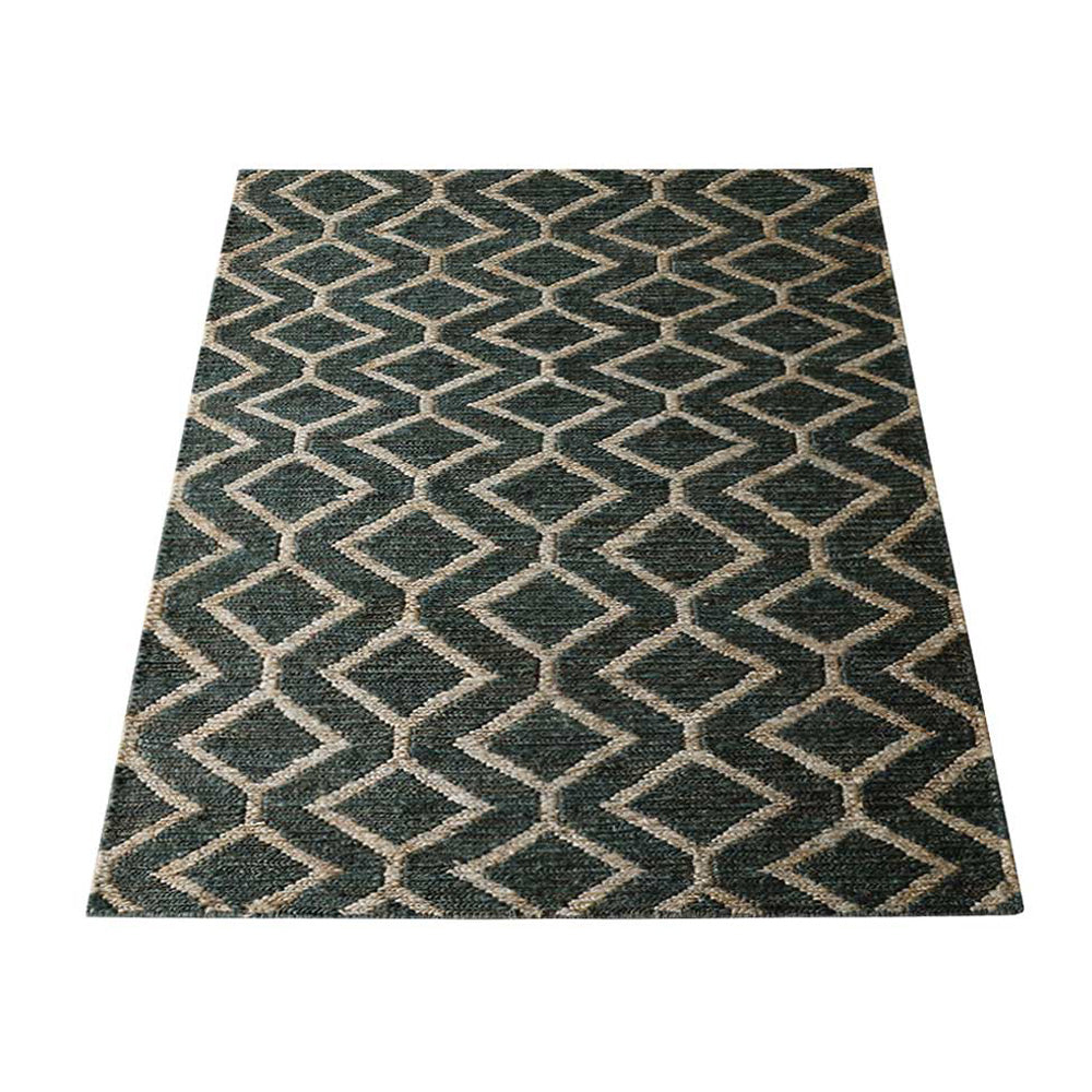Geometric Hand Knotted Sumak Jute Rug