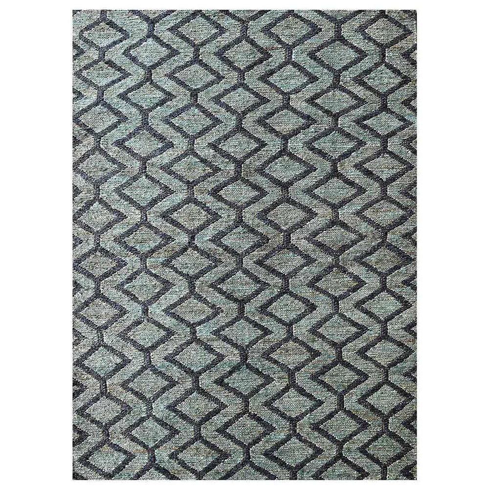 Geometric Hand Knotted Sumak Jute Rug