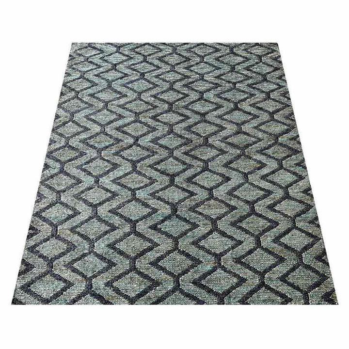 Geometric Hand Knotted Sumak Jute Rug