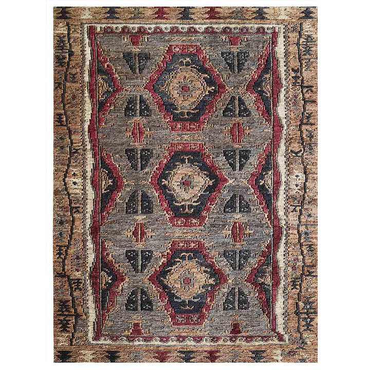 Traditional Multicolor Sumak Hand Knotted Jute Rug