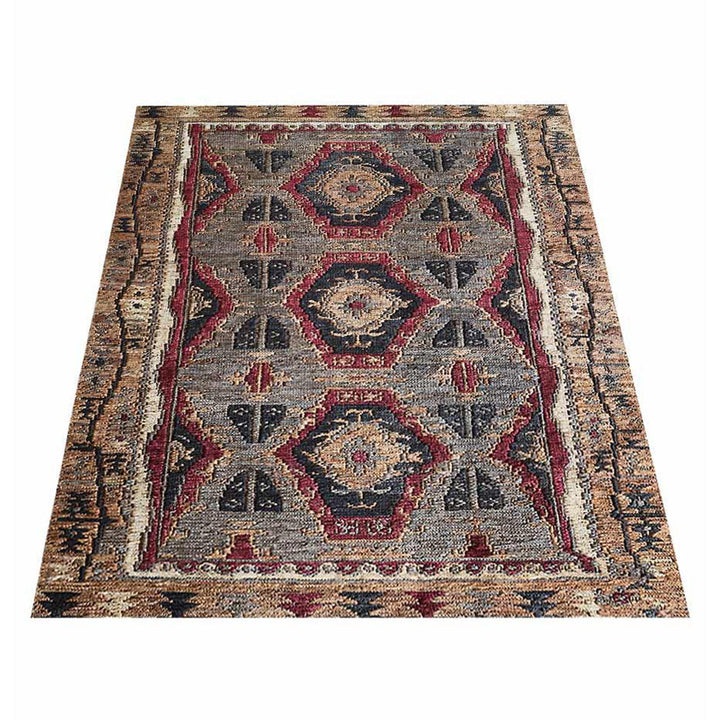 Traditional Multicolor Sumak Hand Knotted Jute Rug