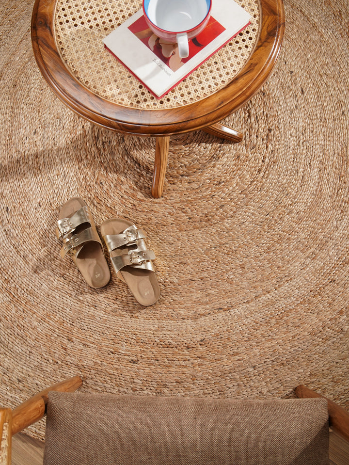 Beige Contemporary Hand Woven Jute Rug