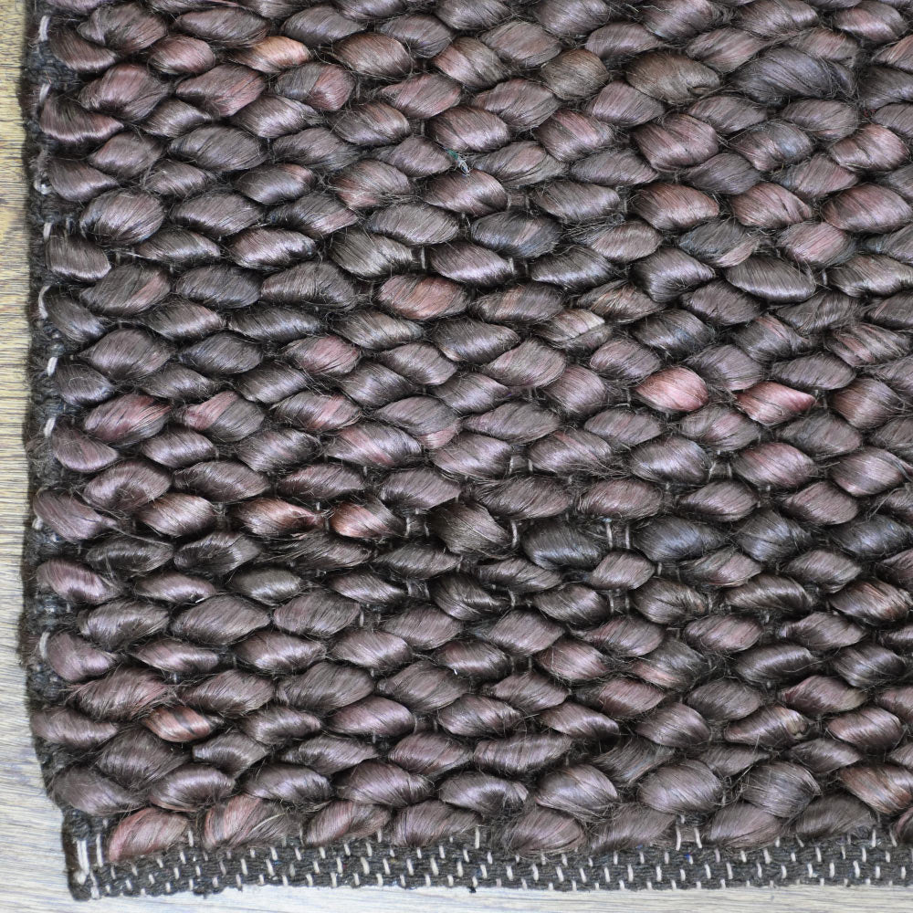 Brownish Charcoal Solid Hand Woven Jute Rug