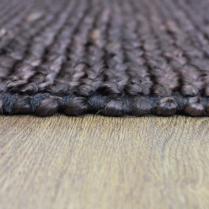 Brownish Charcoal Solid Hand Woven Jute Rug