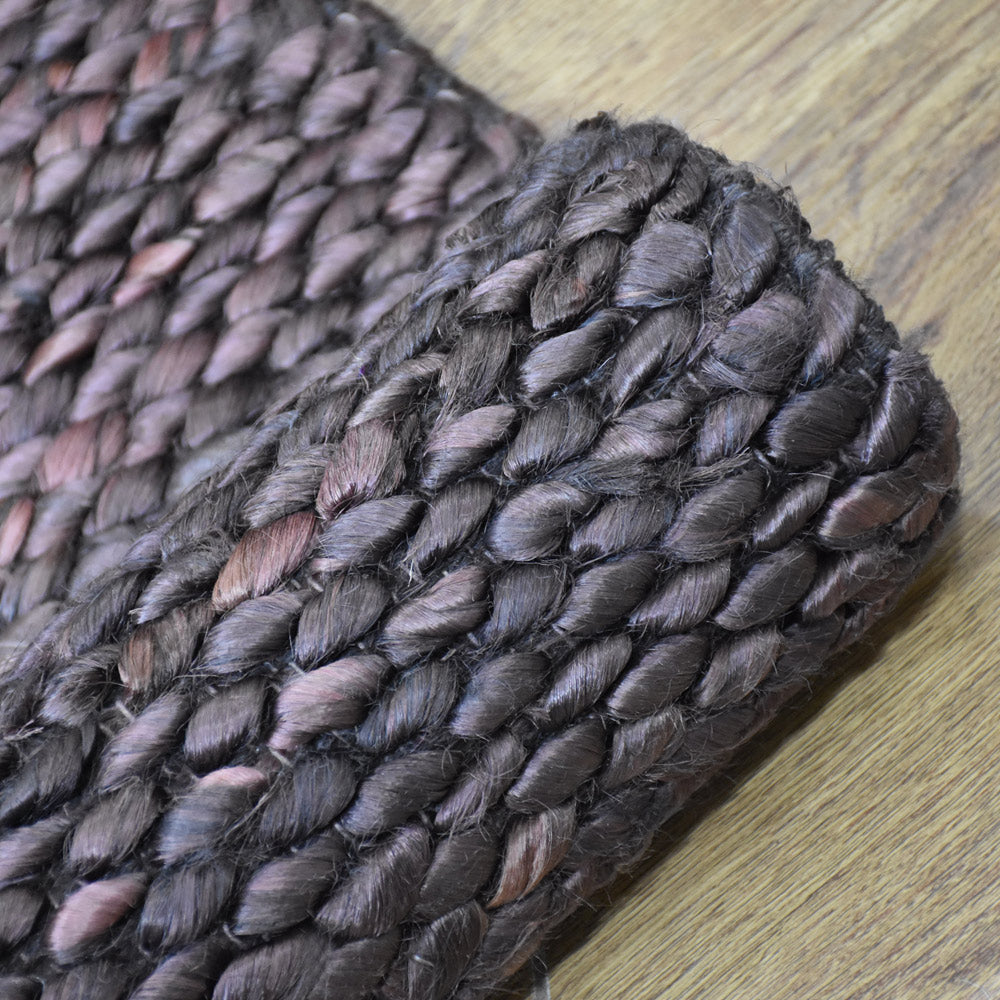 Brownish Charcoal Solid Hand Woven Jute Rug