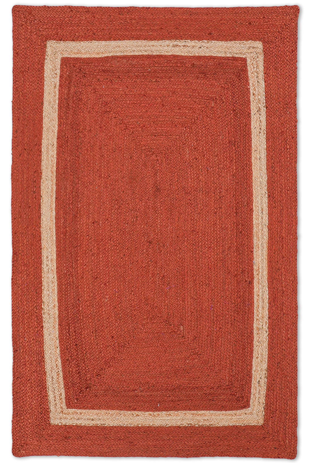 Orange Contemporary Hand Woven Jute Rug