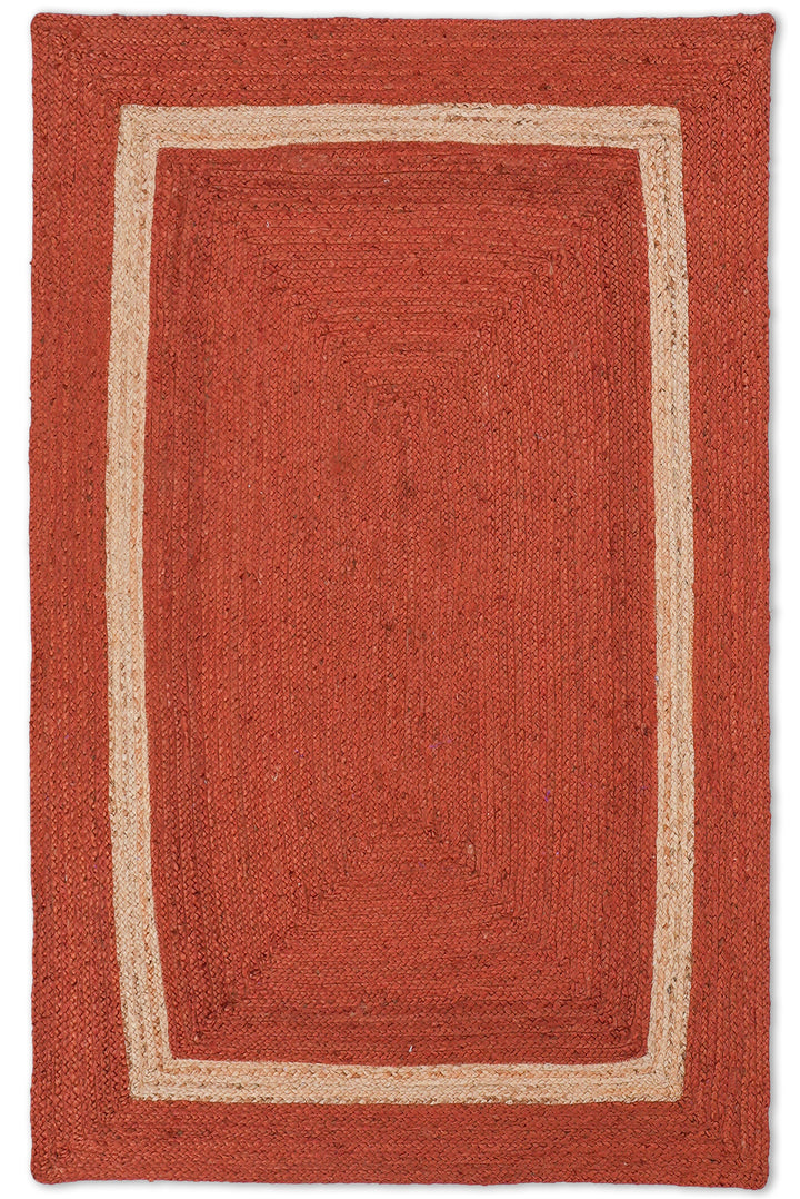 Orange Contemporary Hand Woven Jute Rug