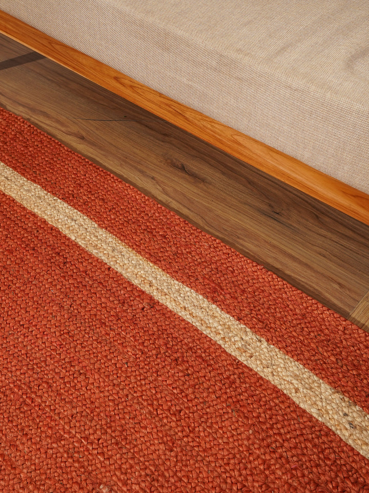 Orange Contemporary Hand Woven Jute Rug
