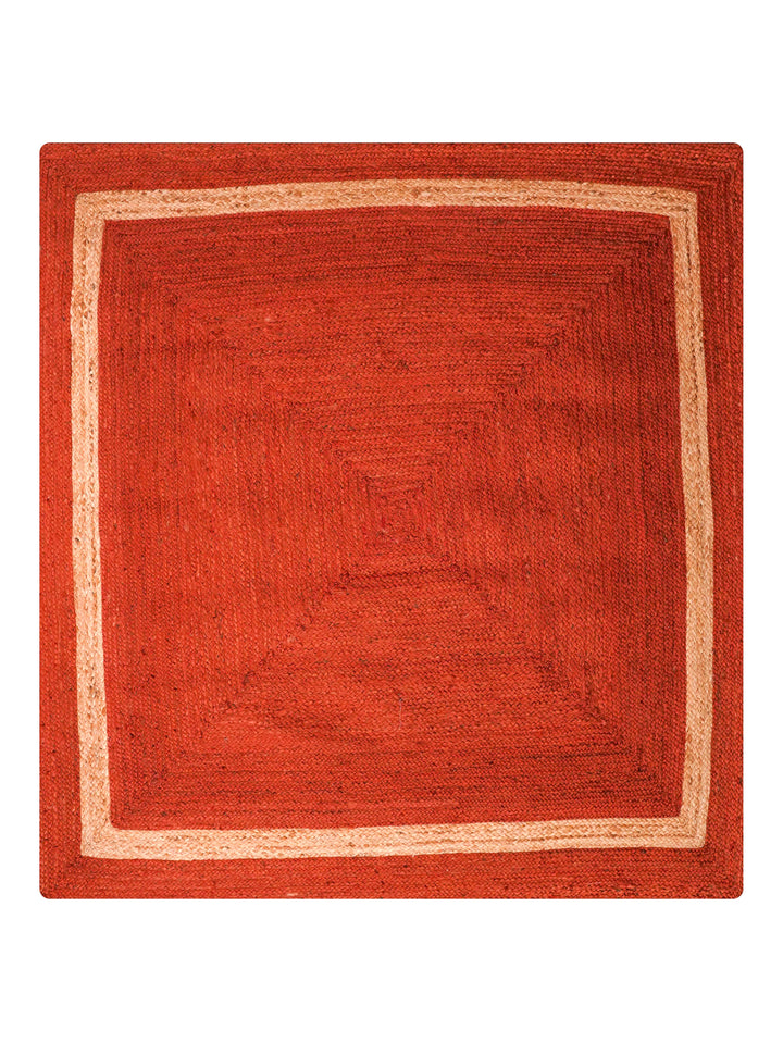 Orange Contemporary Hand Woven Jute Rug