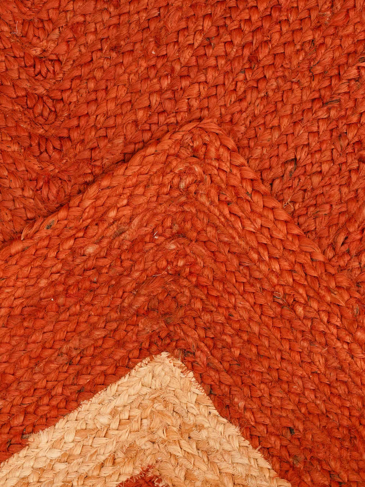 Orange Contemporary Hand Woven Jute Rug