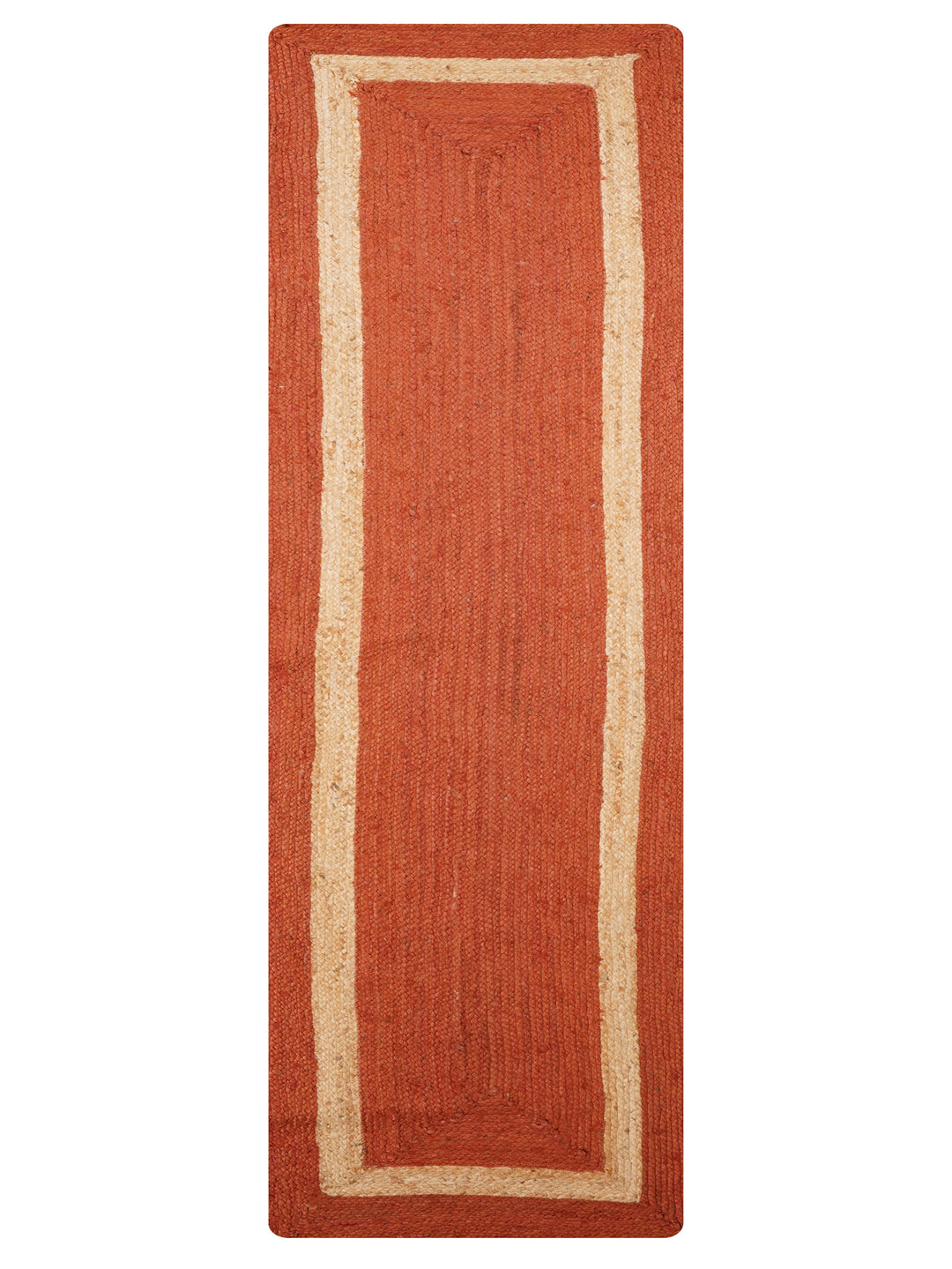 Orange Contemporary Hand Woven Jute Rug