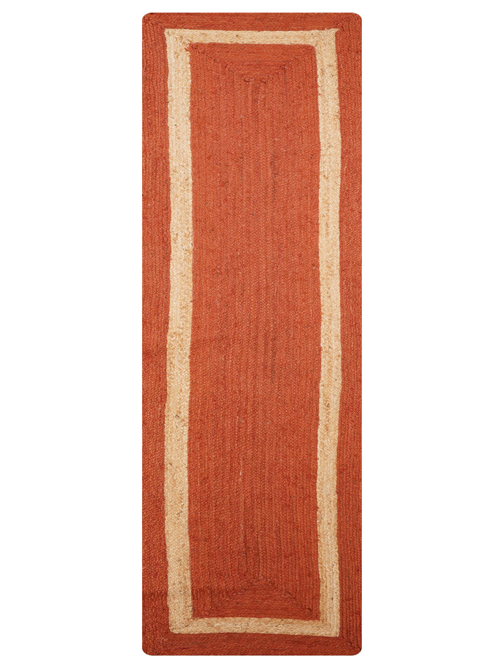Orange Contemporary Hand Woven Jute Rug