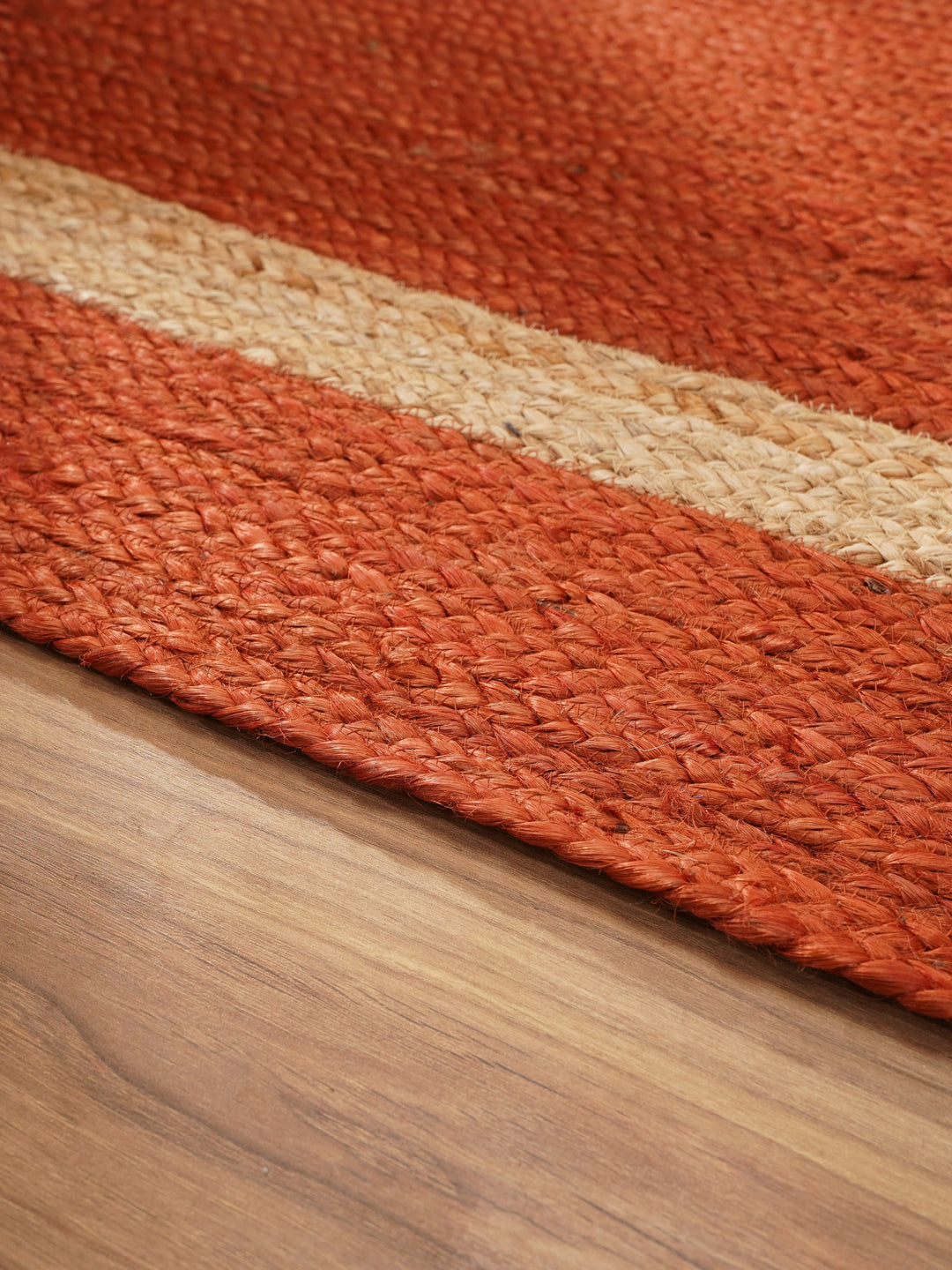 Orange Contemporary Hand Woven Jute Rug