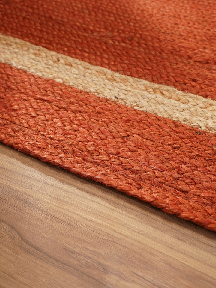 Orange Contemporary Hand Woven Jute Rug