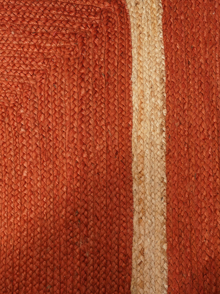 Orange Contemporary Hand Woven Jute Rug