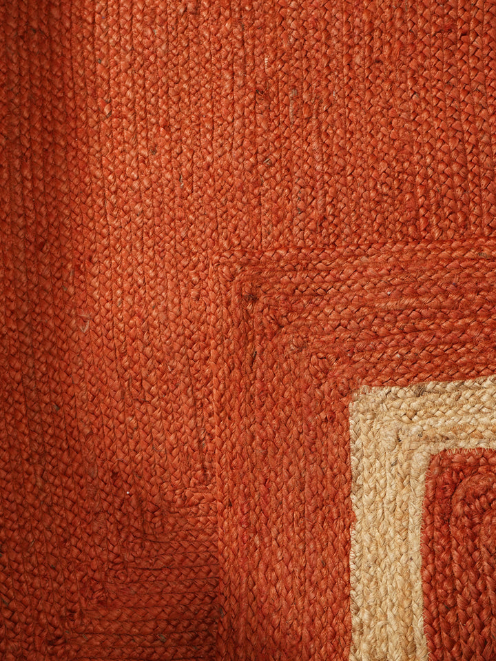 Orange Contemporary Hand Woven Jute Rug