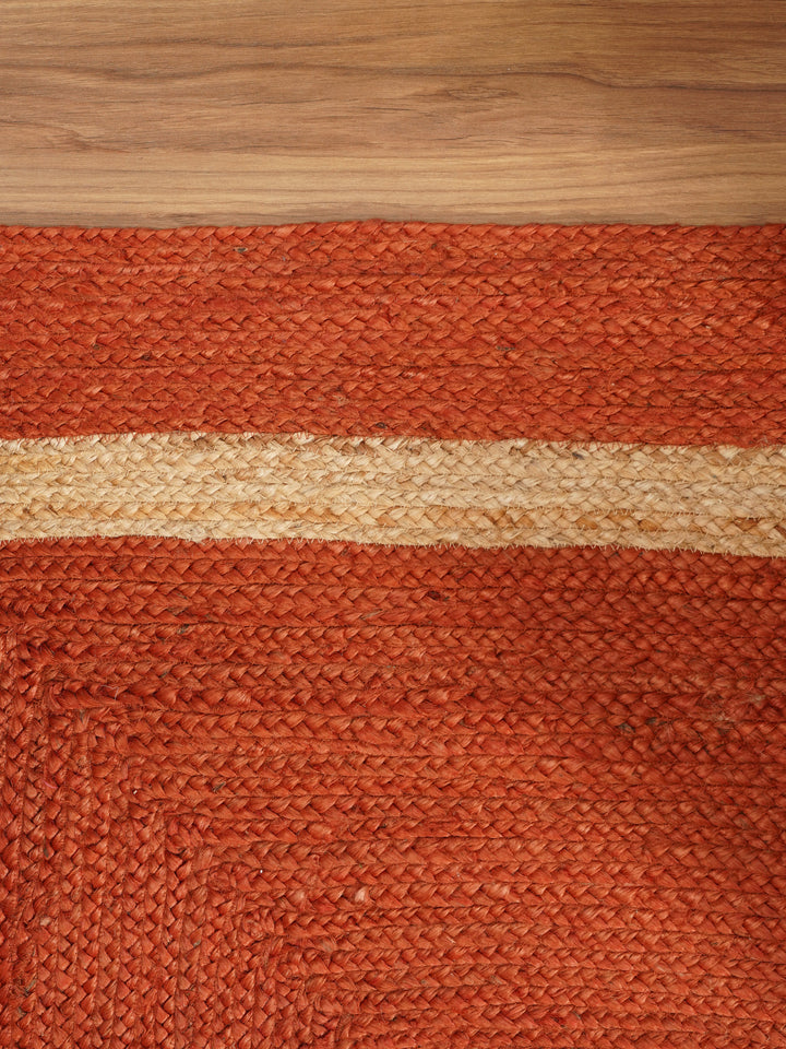 Orange Contemporary Hand Woven Jute Rug