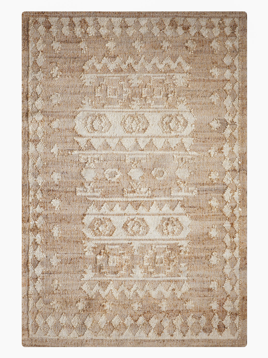 White & Beige Oriental Hand Woven Jute Flat Weave Kilim Rug
