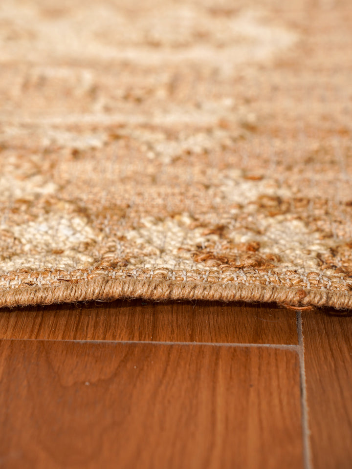 White & Beige Oriental Hand Woven Jute Flat Weave Kilim Rug