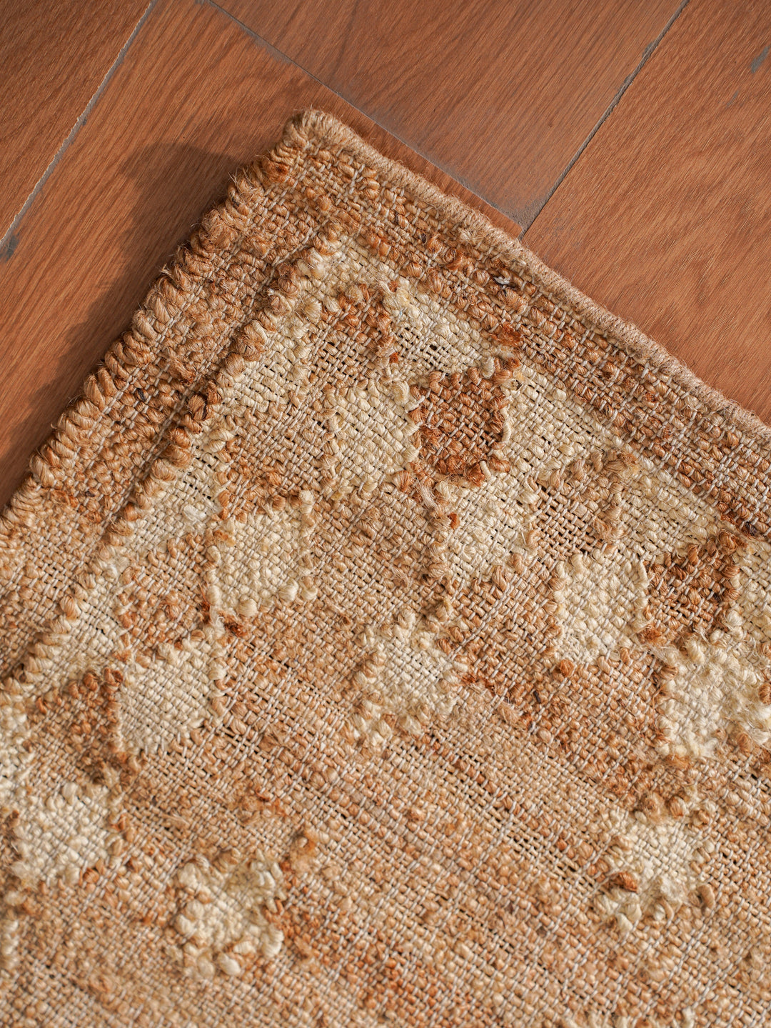 White & Beige Oriental Hand Woven Jute Flat Weave Kilim Rug