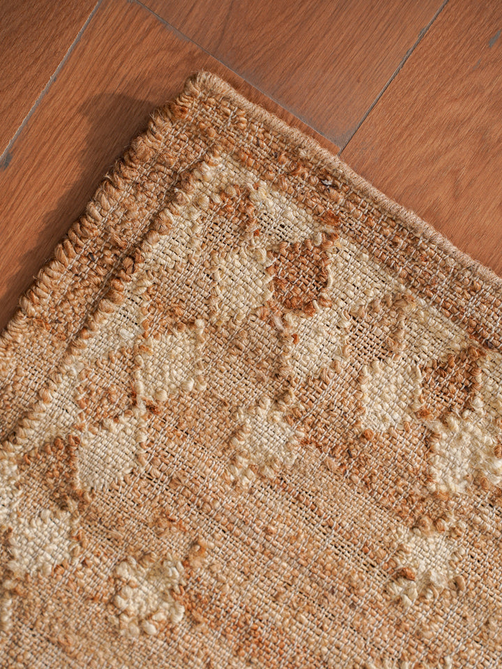 White & Beige Oriental Hand Woven Jute Flat Weave Kilim Rug