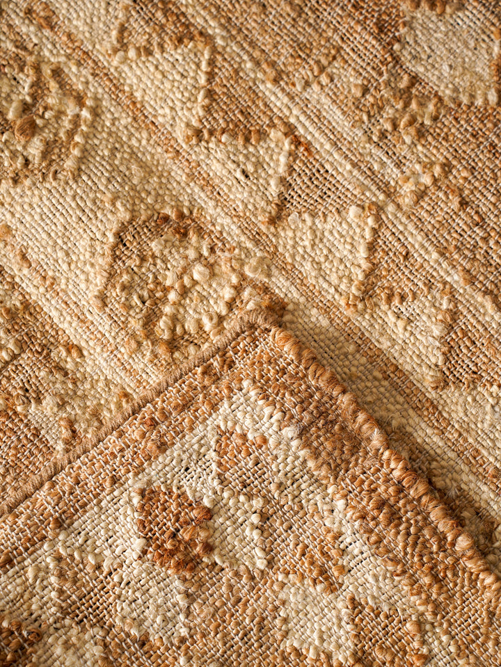 White & Beige Oriental Hand Woven Jute Flat Weave Kilim Rug