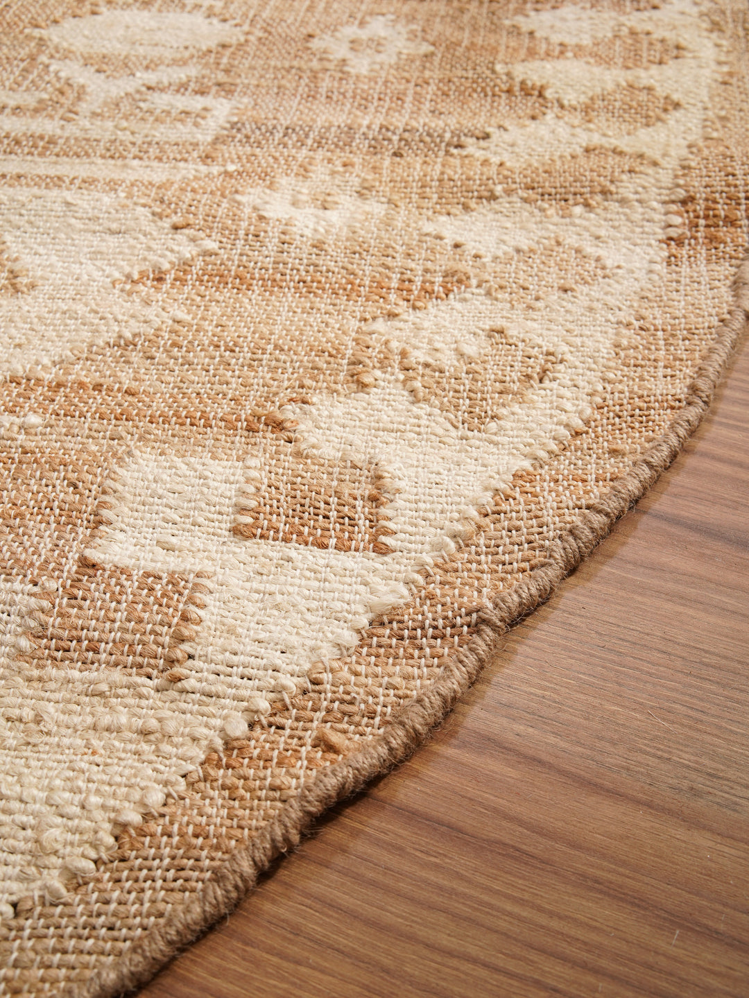White & Beige Oriental Hand Woven Jute Flat Weave Kilim Rug