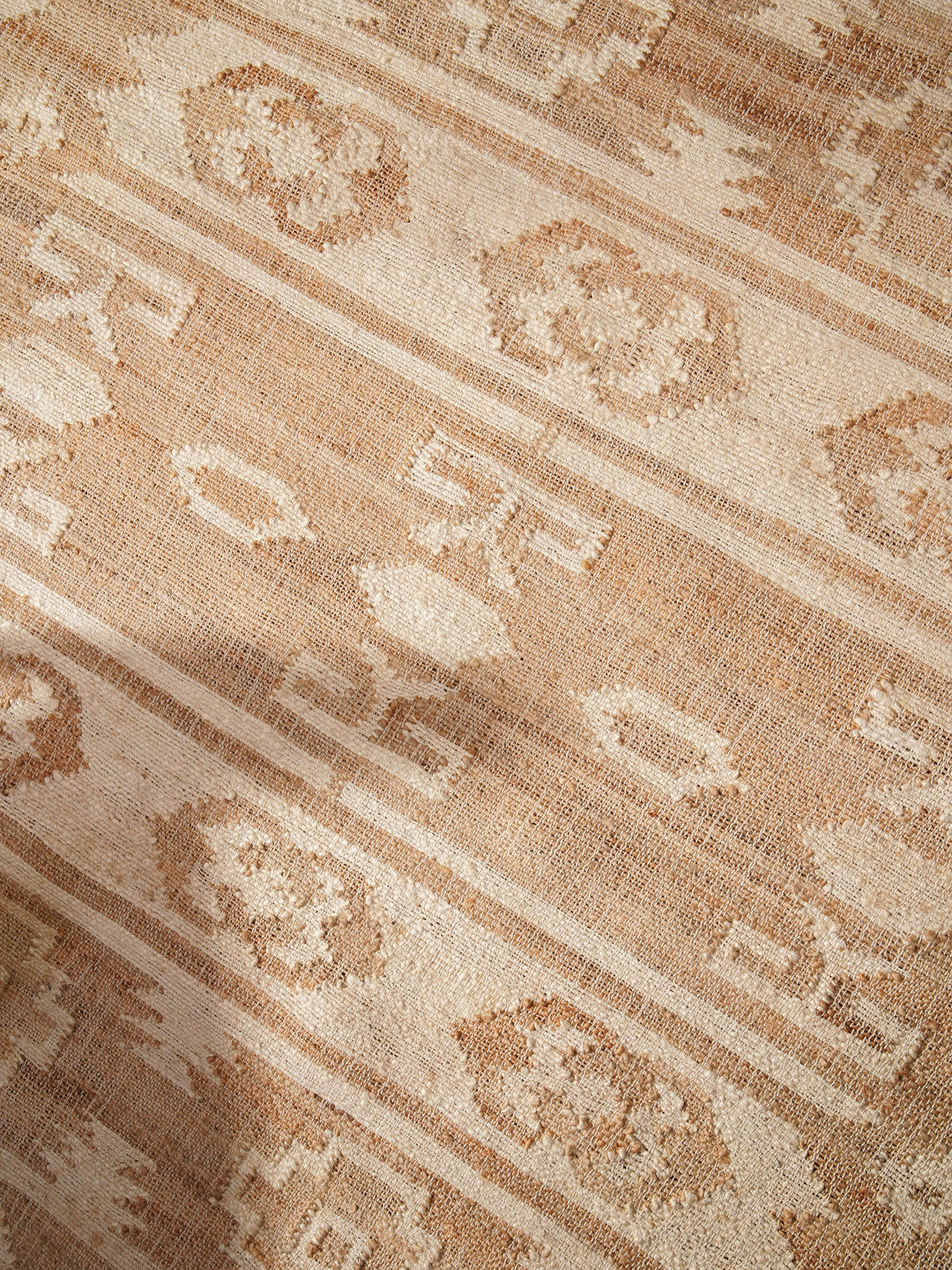 White & Beige Oriental Hand Woven Jute Flat Weave Kilim Rug