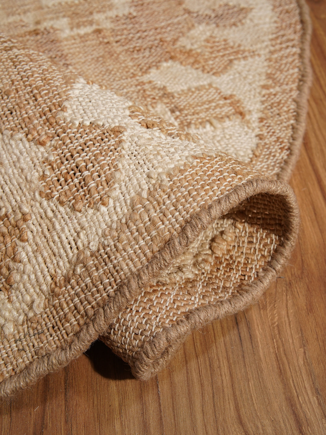 White & Beige Oriental Hand Woven Jute Flat Weave Kilim Rug