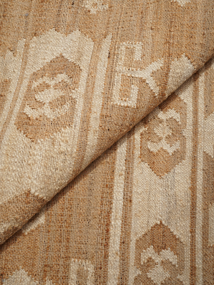 White & Beige Oriental Hand Woven Jute Flat Weave Kilim Rug