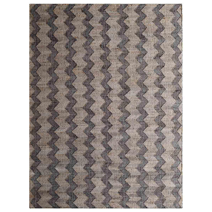 Beige & Charcoal Contemporary Hand Woven Jute Flat Weave Kilim Rug