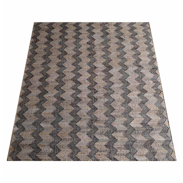 Beige & Charcoal Contemporary Hand Woven Jute Flat Weave Kilim Rug