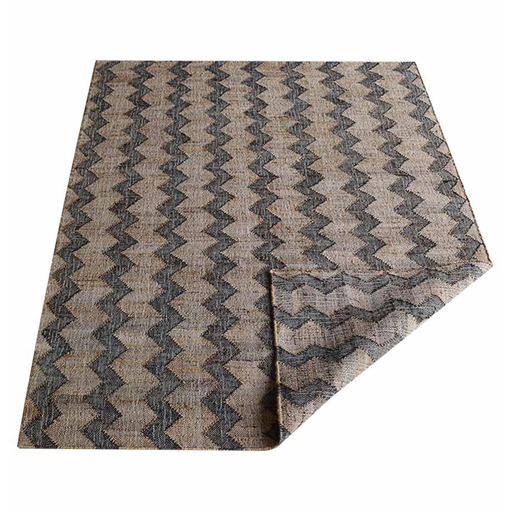Beige & Charcoal Contemporary Hand Woven Jute Flat Weave Kilim Rug