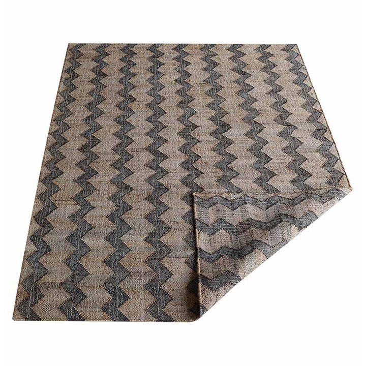 Beige & Charcoal Contemporary Hand Woven Jute Flat Weave Kilim Rug