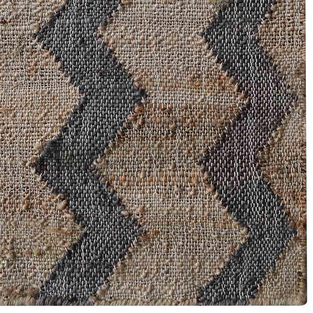 Beige & Charcoal Contemporary Hand Woven Jute Flat Weave Kilim Rug