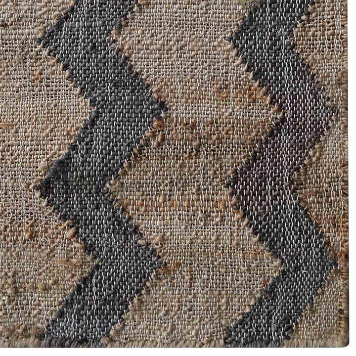 Beige & Charcoal Contemporary Hand Woven Jute Flat Weave Kilim Rug