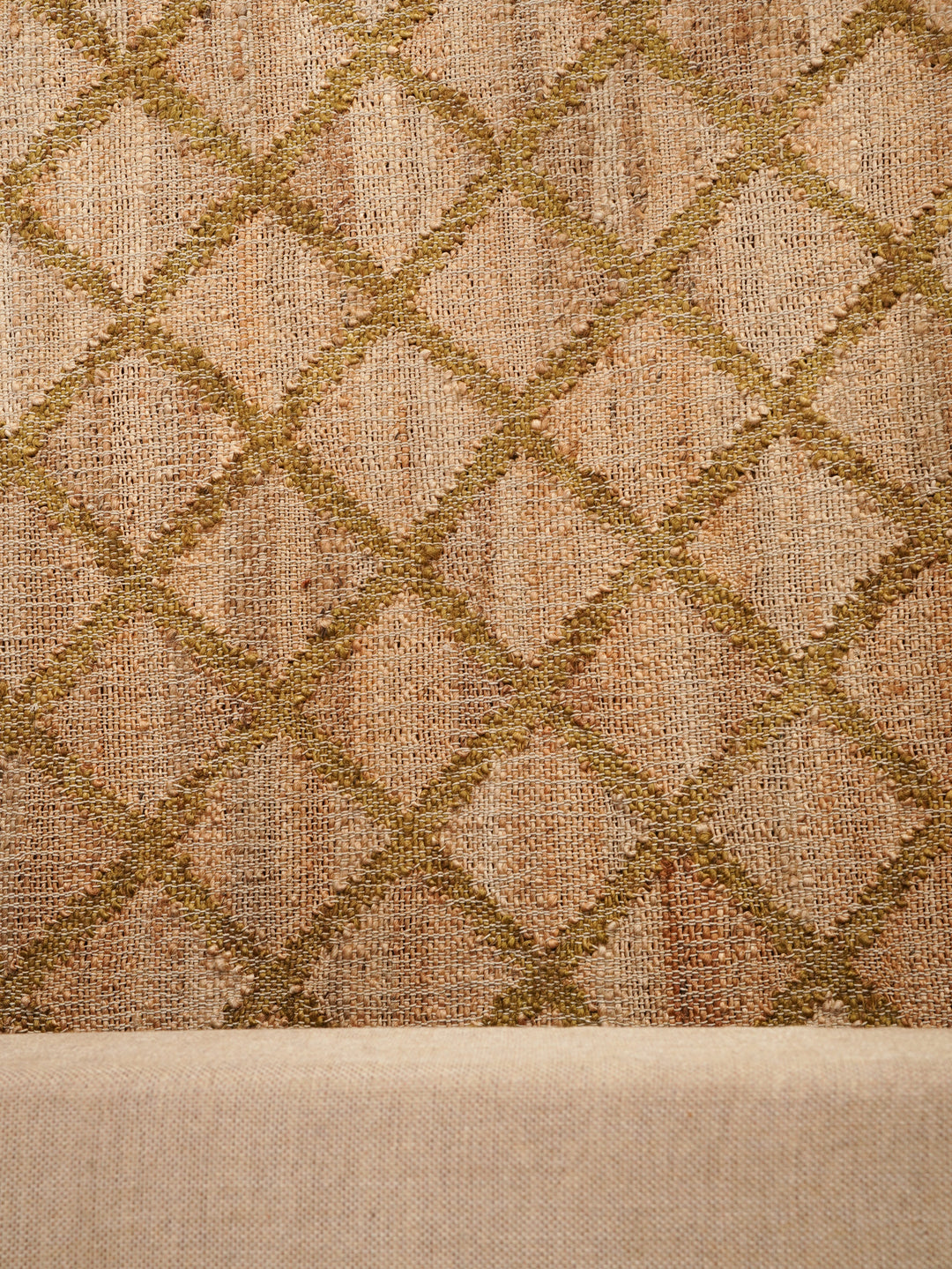 Beige & Gold Geometric Hand Woven Jute Flat Weave Kilim Rug