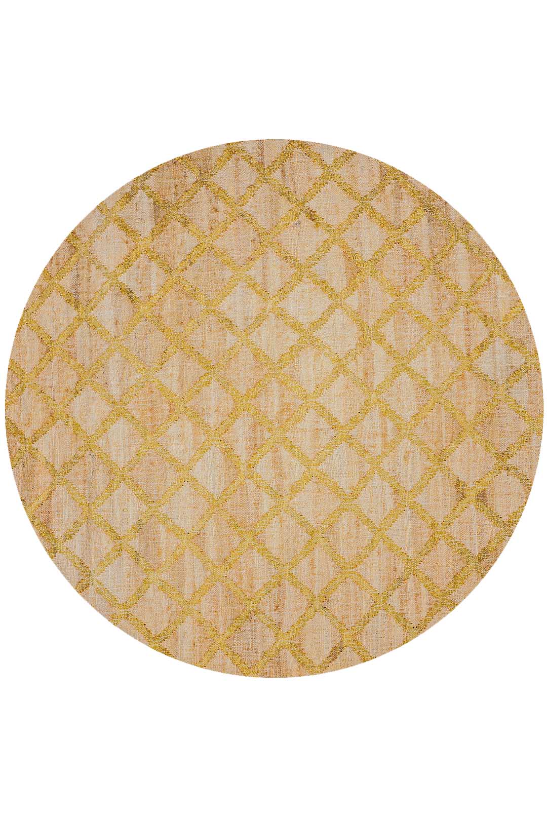 Beige & Gold Geometric Hand Woven Jute Flat Weave Kilim Rug